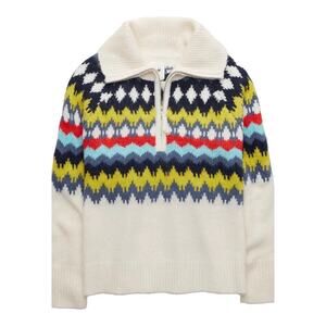 Aerie Womens Fairisle Quarter Zip Sweater Size L Multicolor Oversize New